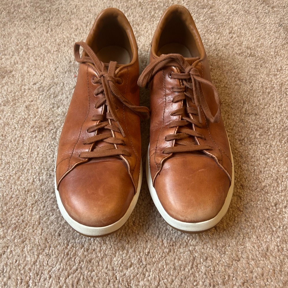 Cole Haan GrandPro Rally Mens Leather Sneakers British Tan Size 10 Low Top Shoes
